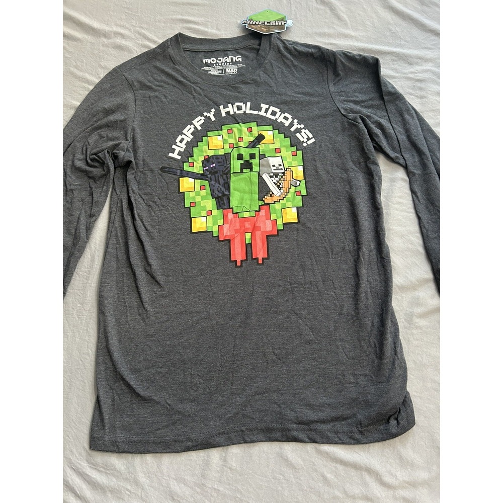 Boys minecraf grey long sleeve cotton T-shirt XL mojang